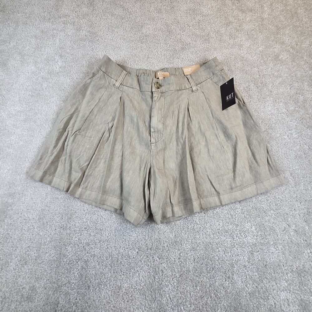 Kut From The Kloth Catalina Shorts Womens 8 Tan Linen Elastic Waist NWT